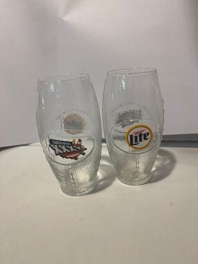 Miller Lite & Super Bowl Branded Pilsner Style Glasses - Clear